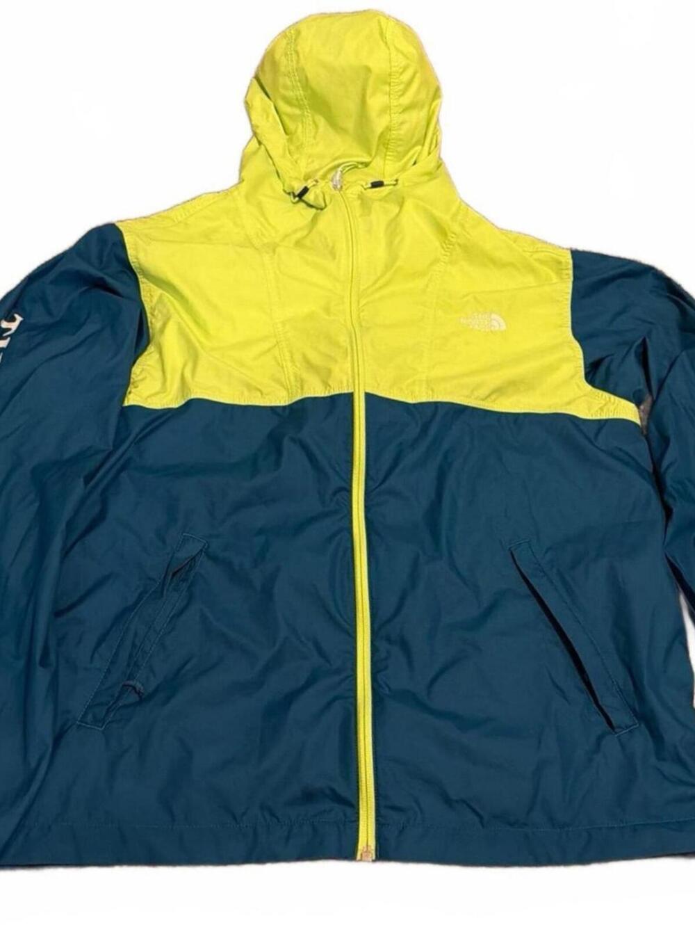 The North Face Windbreaker Jacket Blue Yellow Mens Medium